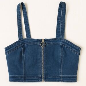 Denim zipper crop top